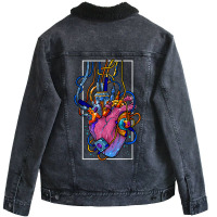 Cyborg Robot Heart Vaporwave Futuristic Cyberpunk Clothing Unisex Sherpa-lined Denim Jacket | Artistshot