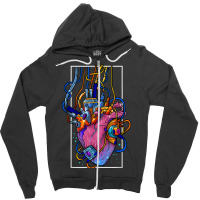 Cyborg Robot Heart Vaporwave Futuristic Cyberpunk Clothing Zipper Hoodie | Artistshot