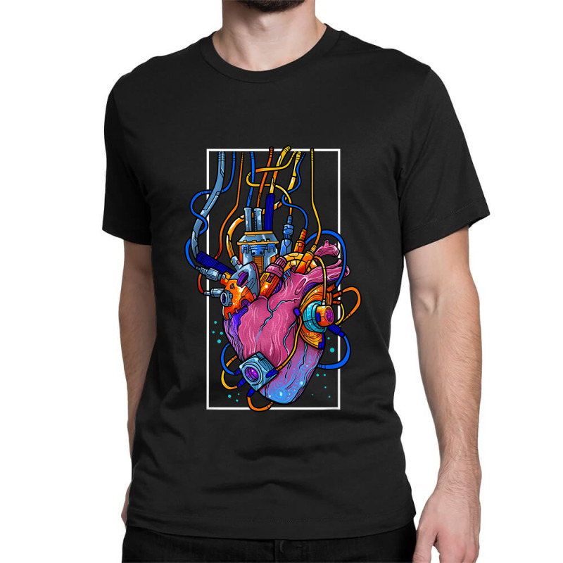 Cyborg Robot Heart Vaporwave Futuristic Cyberpunk Clothing Classic T-shirt by AmandaGLeir | Artistshot