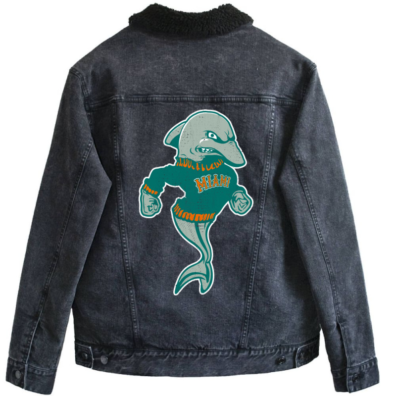 Retro Miami Mascot Original Concept Unisex Sherpa-lined Denim Jacket | Artistshot