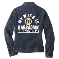 Barbadian Wife Barbados Heritage Roots Flag Husband Wedding Pullover H Ladies Denim Jacket | Artistshot