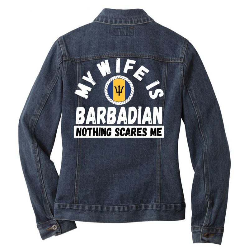 Barbadian Wife Barbados Heritage Roots Flag Husband Wedding Pullover H Ladies Denim Jacket by alicakarste3vs | Artistshot