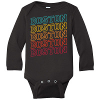 Boston Massachusetts Retro Vintage Boston Souvenir Boston Long Sleeve Baby Bodysuit | Artistshot