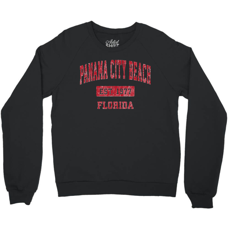 Panama City Beach Florida Fl Vintage Sports Design Red Desig Crewneck Sweatshirt by MarlonChristopherMoyer | Artistshot