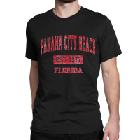 Panama City Beach Florida Fl Vintage Sports Design Red Desig Classic T-shirt | Artistshot