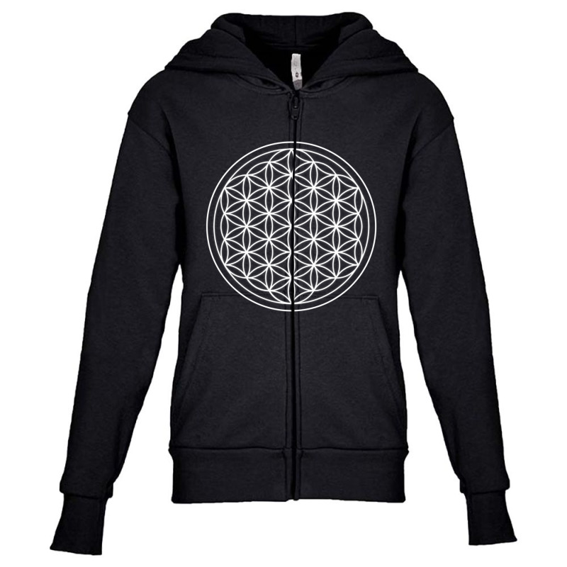 Flower Of Life Sacred Geometry Youth Zipper Hoodie by femalesbaubles | Artistshot