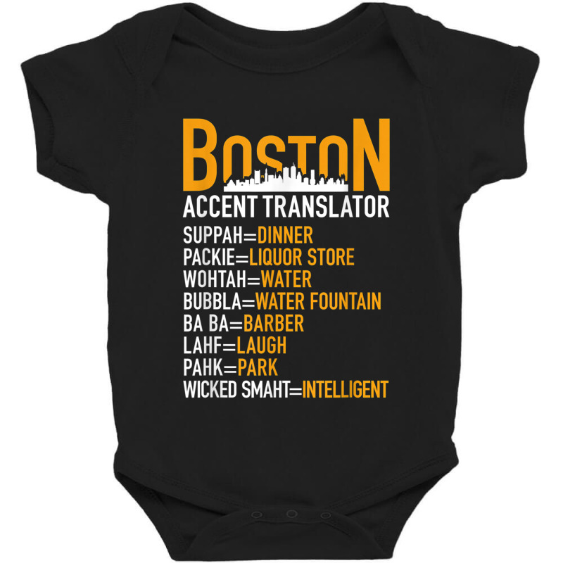 Wicked Smaht Funny Boston Accent Translator Bostonians Gifts Baby Bodysuit | Artistshot