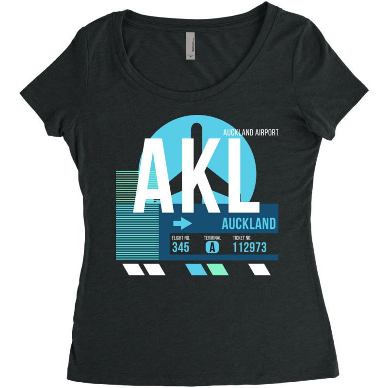 Auckland Akl Airport Code Baggage Tag Women's Triblend Scoop T-shirt by SandraDelpha | Artistshot