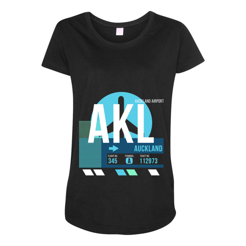 Auckland Akl Airport Code Baggage Tag Maternity Scoop Neck T-shirt by SandraDelpha | Artistshot