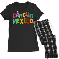 Cancun Mexico Sombrero Colorful Typography Women's Pajamas Set | Artistshot