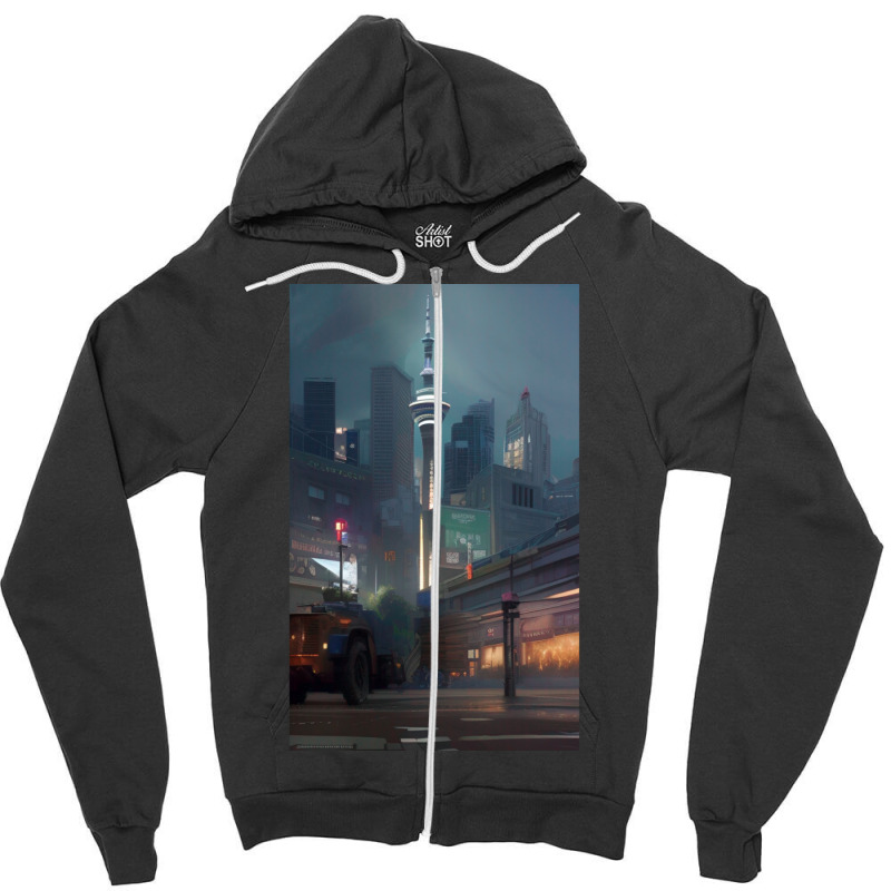 Auckland City Painting Zipper Hoodie by SoniaAlt | Artistshot