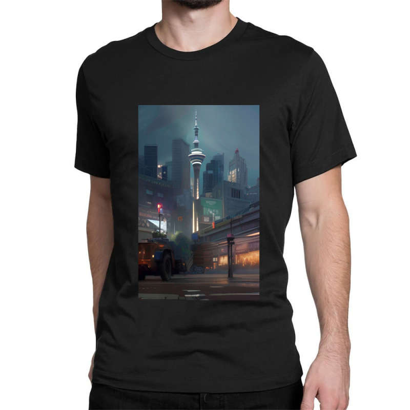 Auckland City Painting Classic T-shirt by SoniaAlt | Artistshot