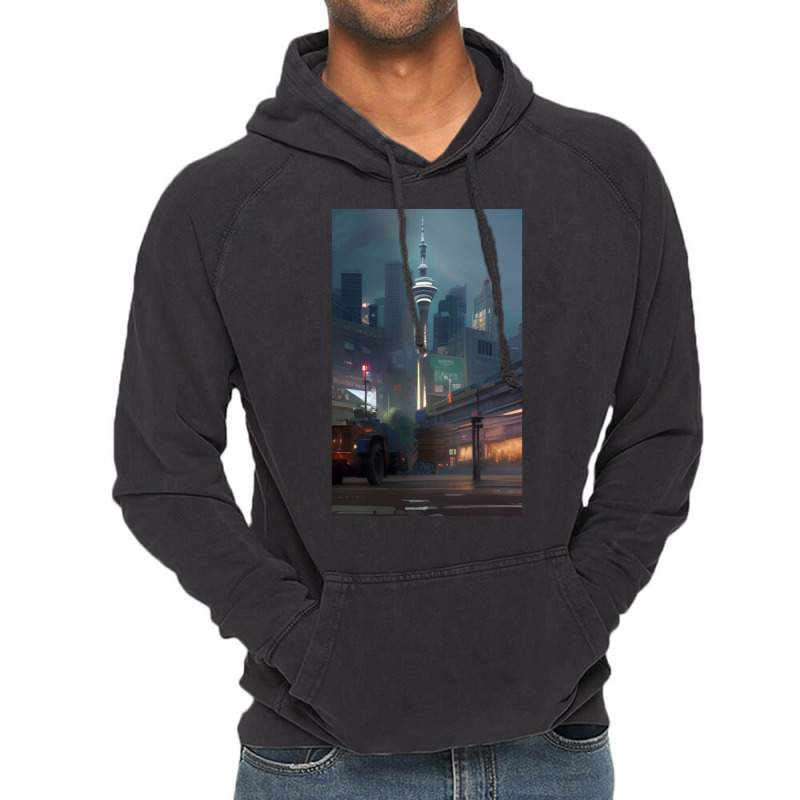 Auckland City Painting Vintage Hoodie by SoniaAlt | Artistshot