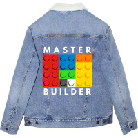 Master Builder Building Blocks Brick Builders Toys Gift Unisex Sherpa-lined Denim Jacket | Artistshot