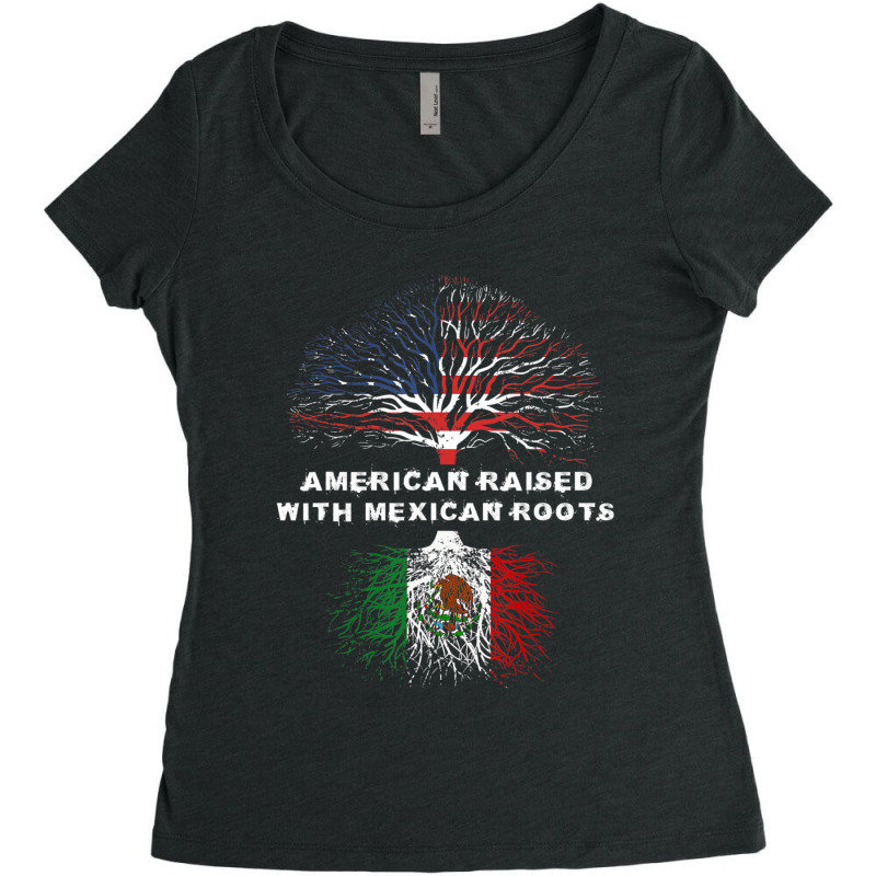 American Raised With Mexican Roots Usa Flag Women's Triblend Scoop T-shirt by degreesgunner | Artistshot