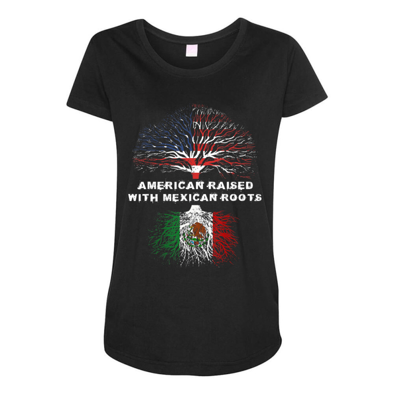 American Raised With Mexican Roots Usa Flag Maternity Scoop Neck T-shirt by degreesgunner | Artistshot