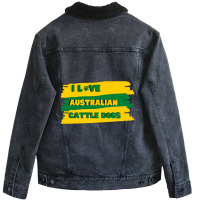 I Love Australian Cattle Dogs Design Unisex Sherpa-lined Denim Jacket | Artistshot