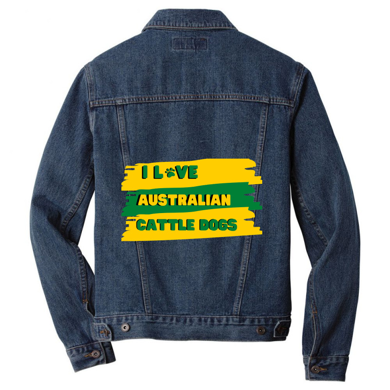 I Love Australian Cattle Dogs Design Men Denim Jacket by Box Bingham | Artistshot