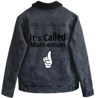 Funny Science Pun Momentum Love Mom Vintage (2) Unisex Sherpa-lined Denim Jacket | Artistshot