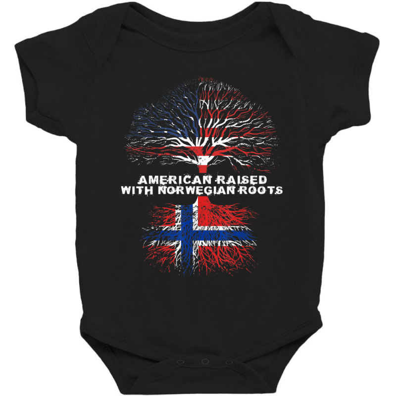 American Raised With Norwegian Roots Norway Baby Bodysuit by degreesgunner | Artistshot