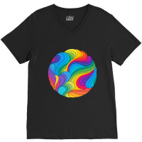 Trippy Hippie Rainbow Swirl V-neck Tee | Artistshot