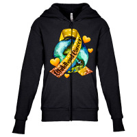 Childhood Cancer Ribbon And World Youth Zipper Hoodie | Artistshot