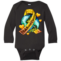 Childhood Cancer Ribbon And World Long Sleeve Baby Bodysuit | Artistshot