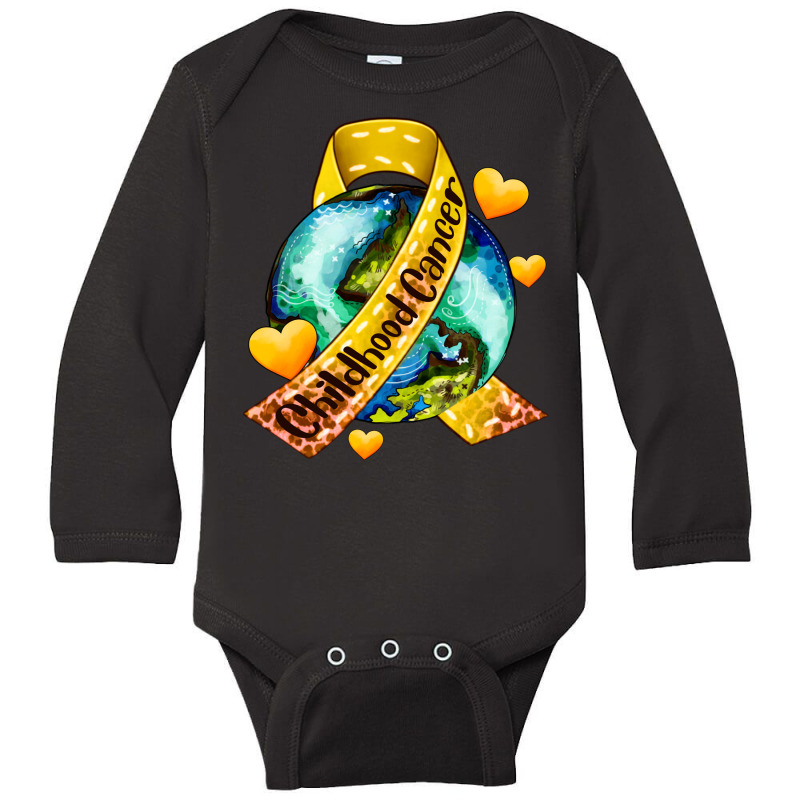 Childhood Cancer Ribbon And World Long Sleeve Baby Bodysuit by AdoDesignShop | Artistshot