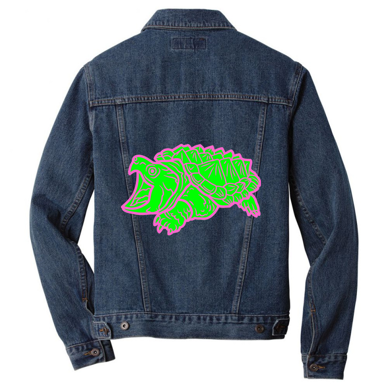 Alligator Snapping Turtle - Reptile - Wildlife - Animal Attack Men Denim Jacket | Artistshot