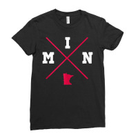 Classic Min Minnesota Red Vintage State Outline Ladies Fitted T-shirt | Artistshot