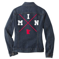 Classic Min Minnesota Red Vintage State Outline Ladies Denim Jacket | Artistshot