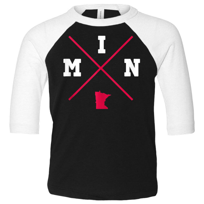 Classic Min Minnesota Red Vintage State Outline Toddler 3/4 Sleeve Tee by rastyrocl | Artistshot