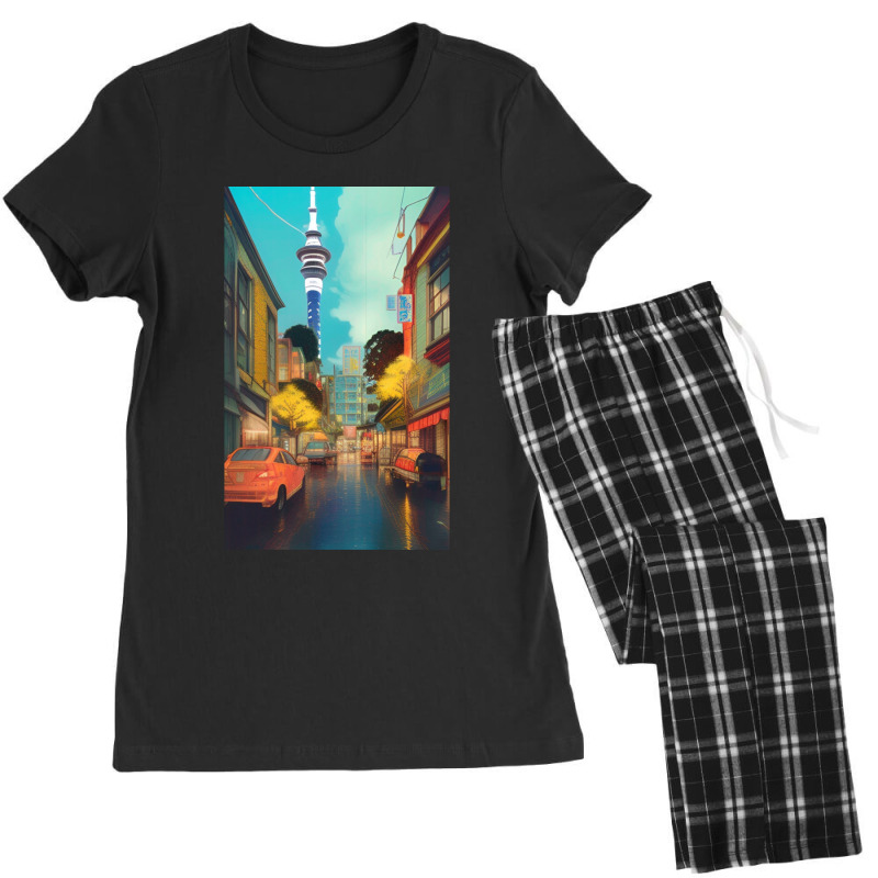 Auckland City Painting 1 Women's Pajamas Set by SoniaAlt | Artistshot