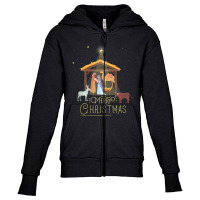 Merry Christmas Nativity Scene North Star Baby Jesus Youth Zipper Hoodie | Artistshot