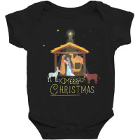 Merry Christmas Nativity Scene North Star Baby Jesus Baby Bodysuit | Artistshot