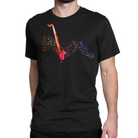 Colorful Bass Clarinet On Music Sheet Contrabass Clarinetist Classic T-shirt | Artistshot