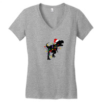 Dinosaur Christmas Lights Pajamas T Rex Xmas Men Boy Kids Women's V-neck T-shirt | Artistshot