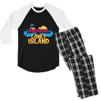 Beachaholic In Coney Island, Usa Men's 3/4 Sleeve Pajama Set | Artistshot