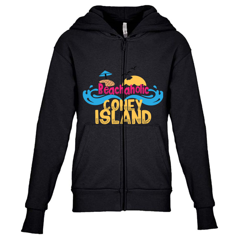 Beachaholic In Coney Island, Usa Youth Zipper Hoodie by declangreenwood | Artistshot