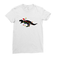 Dinosaur Christmas Lights Pajamas T Rex Xmas Family Boy Kids Ladies Fitted T-shirt | Artistshot