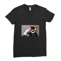 Banksy Dj Monkey Thinker With Headphones Ladies Fitted T-shirt | Artistshot