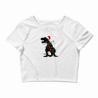 Dinosaur Christmas Lights Pajamas Family Xmas Men Boys Kids Crop Top | Artistshot