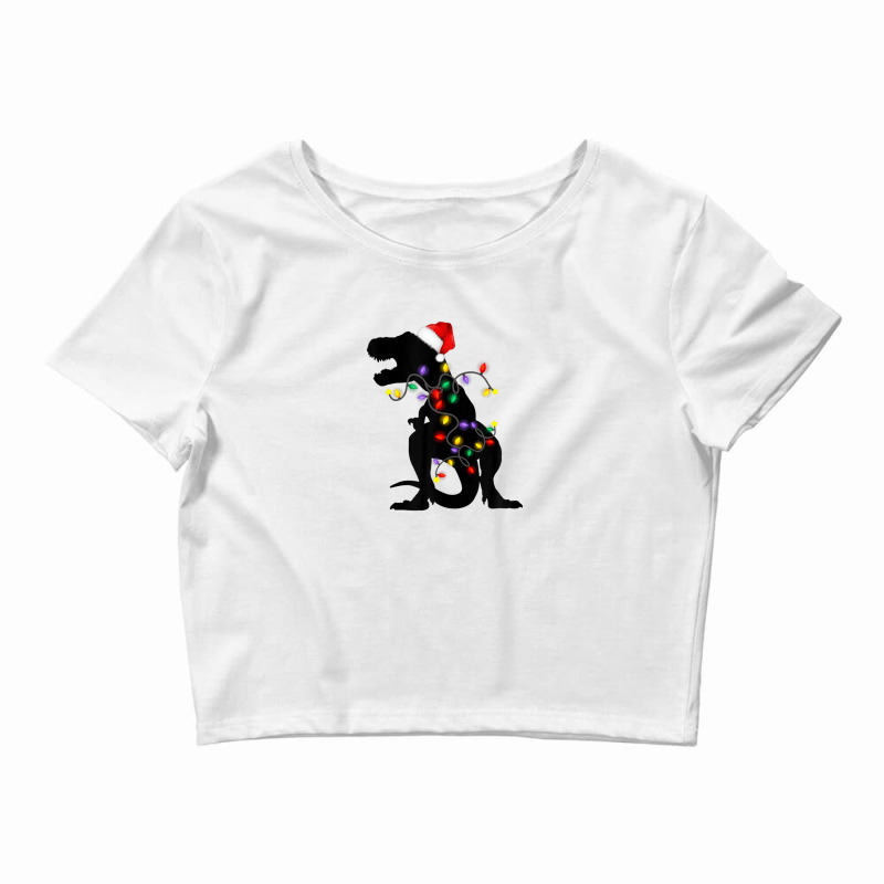 Dinosaur Christmas Lights Pajamas Family Xmas Men Boys Kids Crop Top by rakinybluvic | Artistshot