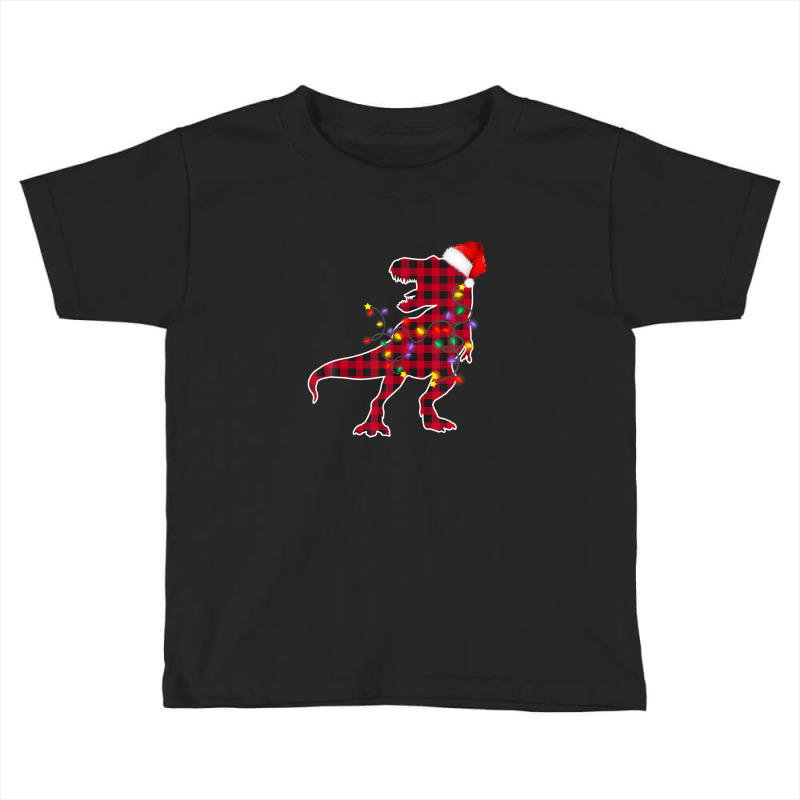 Red Plaid Dinosaur Christmas Pajamas Xmas Lights Men Adults Toddler T-shirt by rakinybluvic | Artistshot