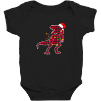 Red Plaid Dinosaur Christmas Pajamas Xmas Lights Men Adults Baby Bodysuit | Artistshot