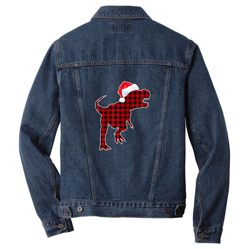 Red Plaid Dinosaur Christmas Pajamas T Rex Xmas Men Boy Kids Men Denim Jacket by rakinybluvic | Artistshot