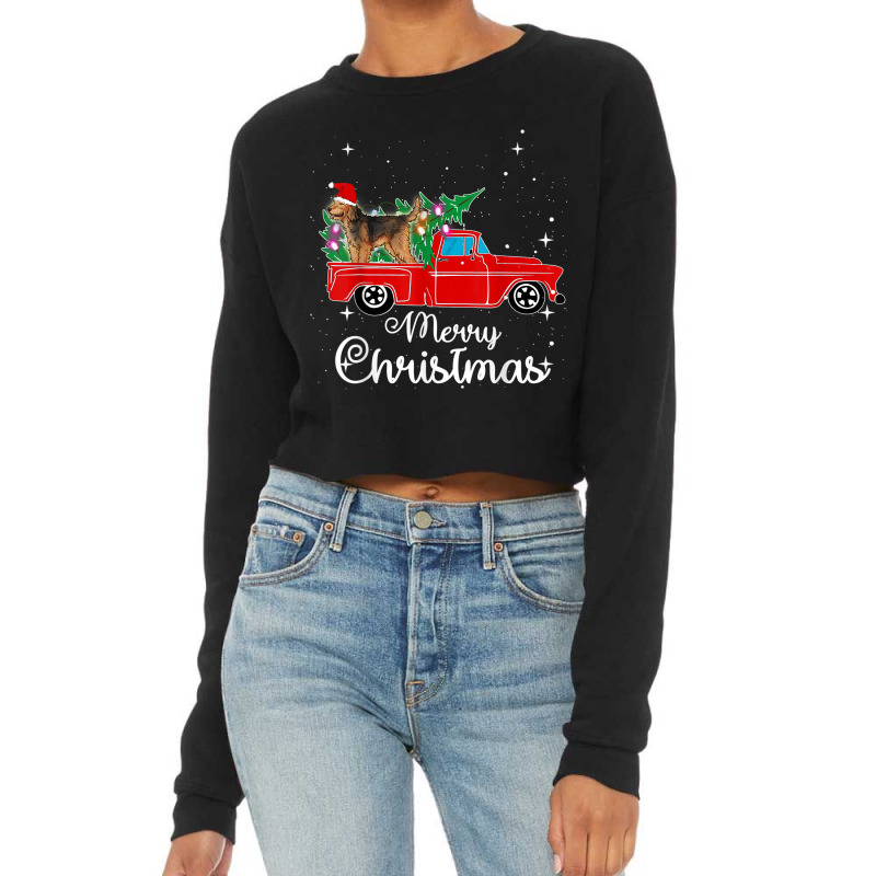 Otterhound Rides Red Truck Christmas Pajama 002 Cropped Sweater by CHRISTOPHEANDERS | Artistshot