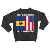 Half Barbadian & American Dna Heritage Usa And Barbados Flag T Shirt Toddler Sweatshirt | Artistshot