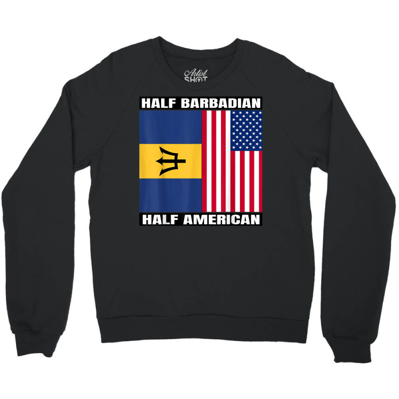 Half Barbadian & American Dna Heritage Usa And Barbados Flag T Shirt Crewneck Sweatshirt by alicakarste3vs | Artistshot