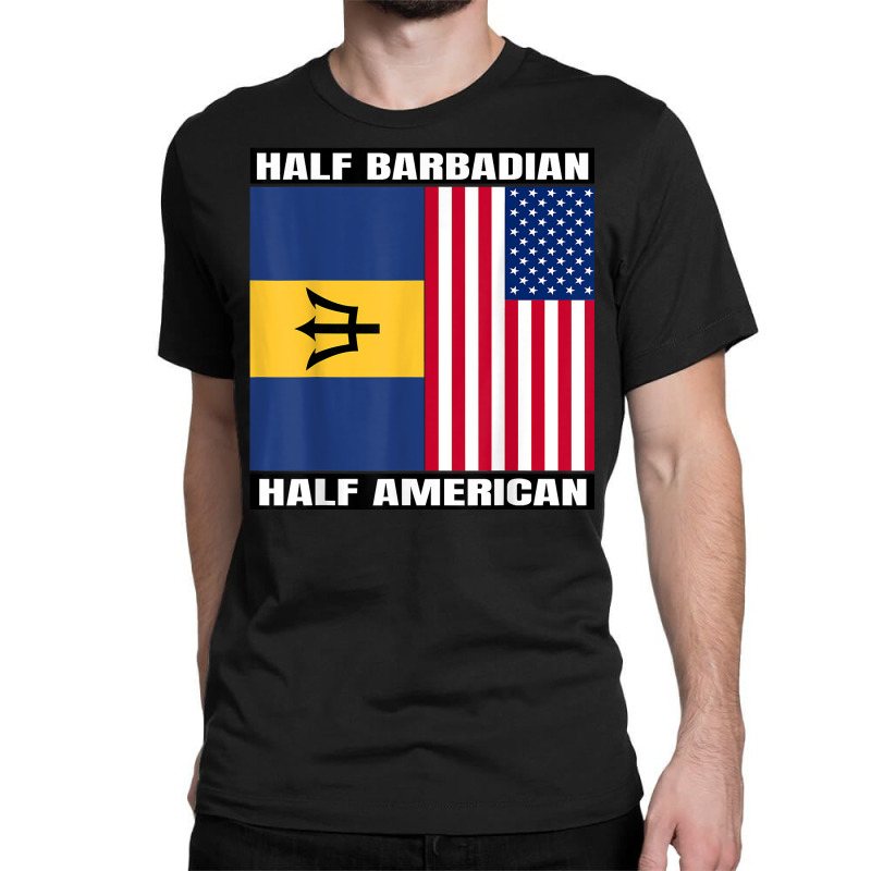 Half Barbadian & American Dna Heritage Usa And Barbados Flag T Shirt Classic T-shirt by alicakarste3vs | Artistshot